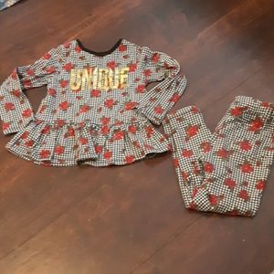 Red Rose 'UNIQUE' Black & White Girl's Set